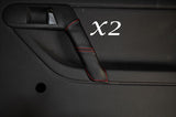 RED STITCH 2X REAR DOOR HANDLE SKIN COVERS FITS VW POLO MK5 6N2 1998-2001