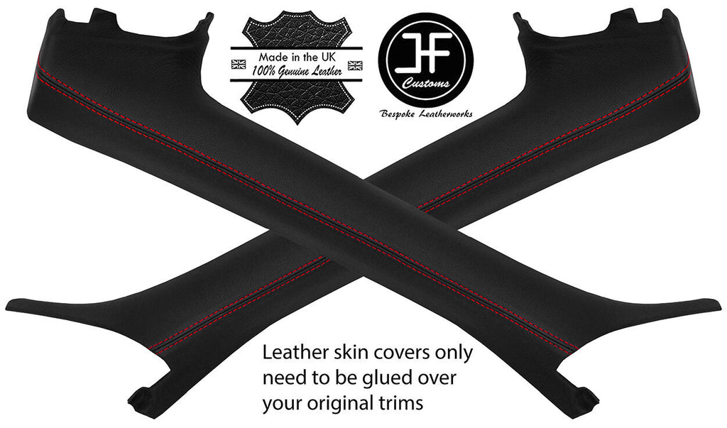 RED STITCH 2X A PILLAR LEATHER COVERS FITS AUDI A4 B6 B7 CABRIO 02-09 STYLE 2