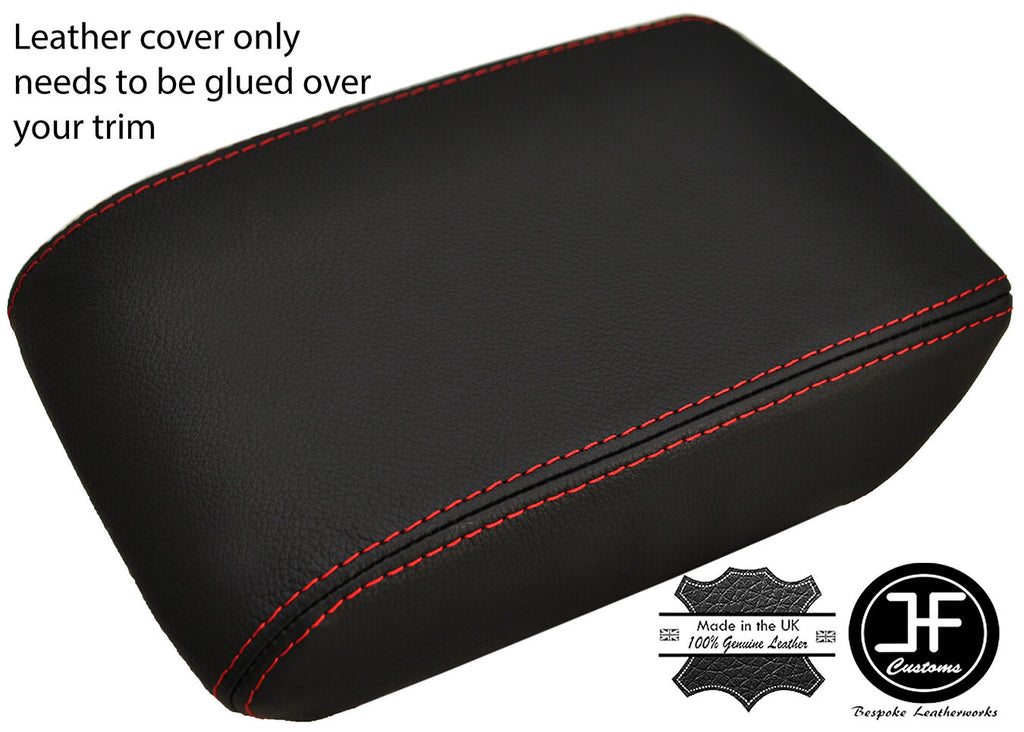 RED STITCHING REAL LEATHER ARMREST LID COVER FITS AUDI A4 2008-2015 CUSTOM NEW