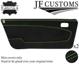 GREEN STITCH LEATHER 2X FRONT DOOR CARD COVER FOR LANCIA BETA VOLUMEX COUPE JF2