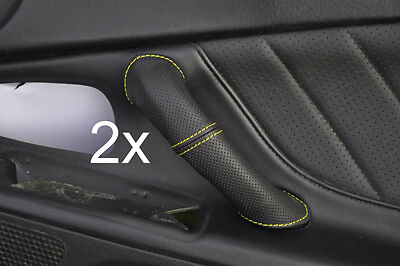 yellow stitch FITS HONDA S2000 2X DOOR HANDLE PERFORATED LEATHER COVERS