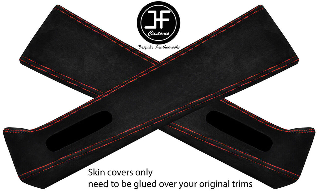 RED STITCH 2X UPPER B PILLAR SUEDE  COVERS FOR JEEP WRANGLER JK 11-17 4 DOOR