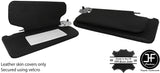 BLACK STITCH 2X DOUBLE SUN VISOR REAL LEATHER COVERS FOR RANGE ROVER L322 02-09