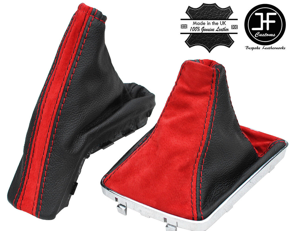 BLACK LEATHER RED SUEDE FOR VAUXHALL OPEL ASTRA MK5 H 2005-2010 GAITERS SET