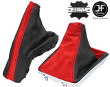 BLACK LEATHER RED SUEDE FOR VAUXHALL OPEL ASTRA MK5 H 2005-2010 GAITERS SET