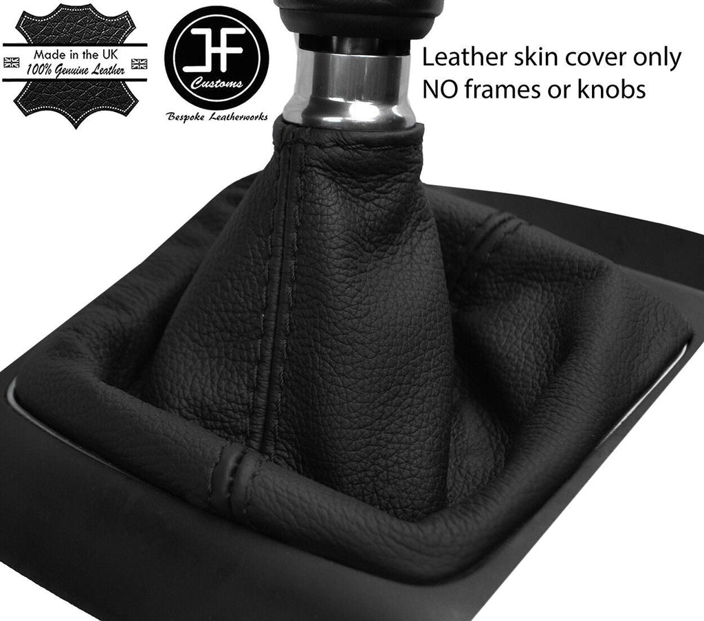 BLACK STITCH TOP GRAIN LEATHER MANUAL GEAR GAITER FITS HYUNDAI i30 2012-2016