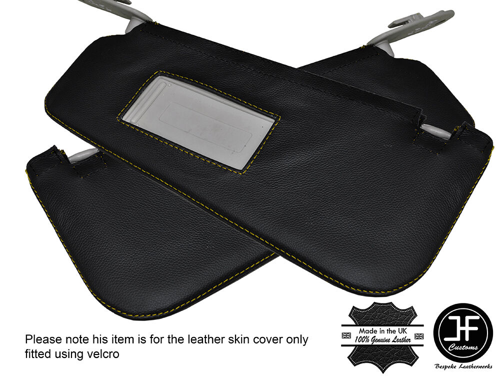 YELLOW STITCHING 2X SUN VISORS LEATHER COVERS FITS ALFA ROMEO MITO 2008-2015