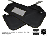 YELLOW STITCHING 2X SUN VISORS LEATHER COVERS FITS ALFA ROMEO MITO 2008-2015