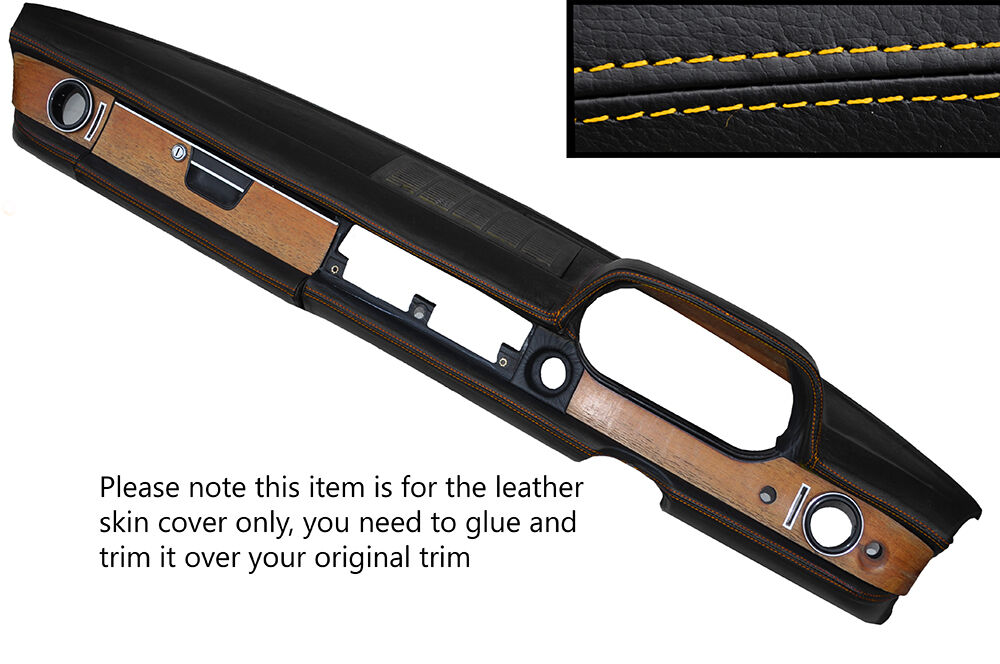 YELLOW STITCH DASH DASHBOARD LEATHER SKIN COVER FITS MERCEDES W114 W115