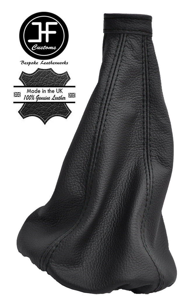 BLACK STITHCING FITS FIAT SEICENTO 1998-2004 GEAR  GAITER REAL BLACK LEATHER