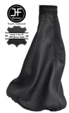 BLACK STITHCING FITS FIAT SEICENTO 1998-2004 GEAR  GAITER REAL BLACK LEATHER