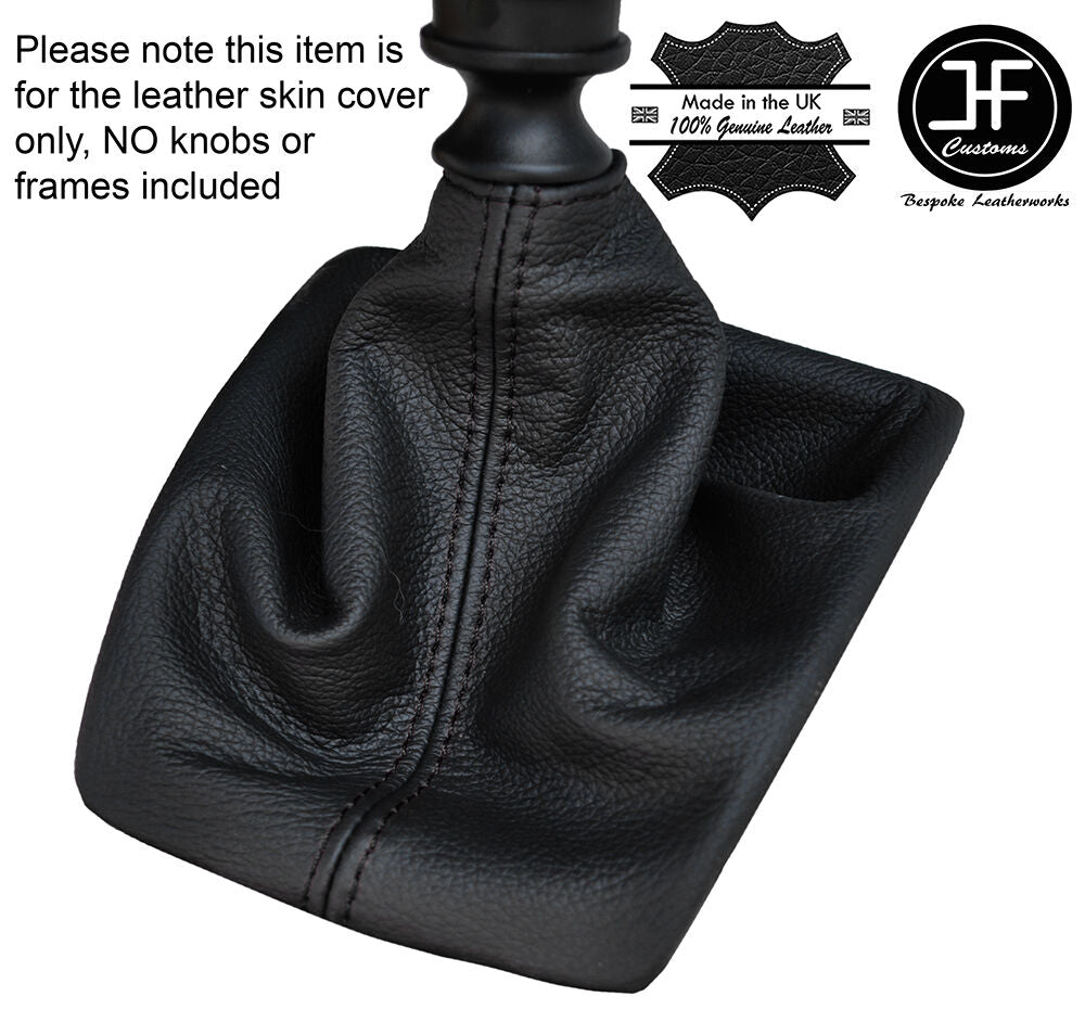 BLACK STITCHING MANUAL LEATHER GEAR GAITER FITS JEEP PATRIOT 2010-2016
