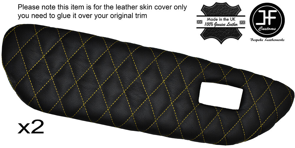 YELLOW DIAMOND STICH 2X FRONT DOOR CARD TRIM LEATHER COVER FITS MG MGF MK1 95-99