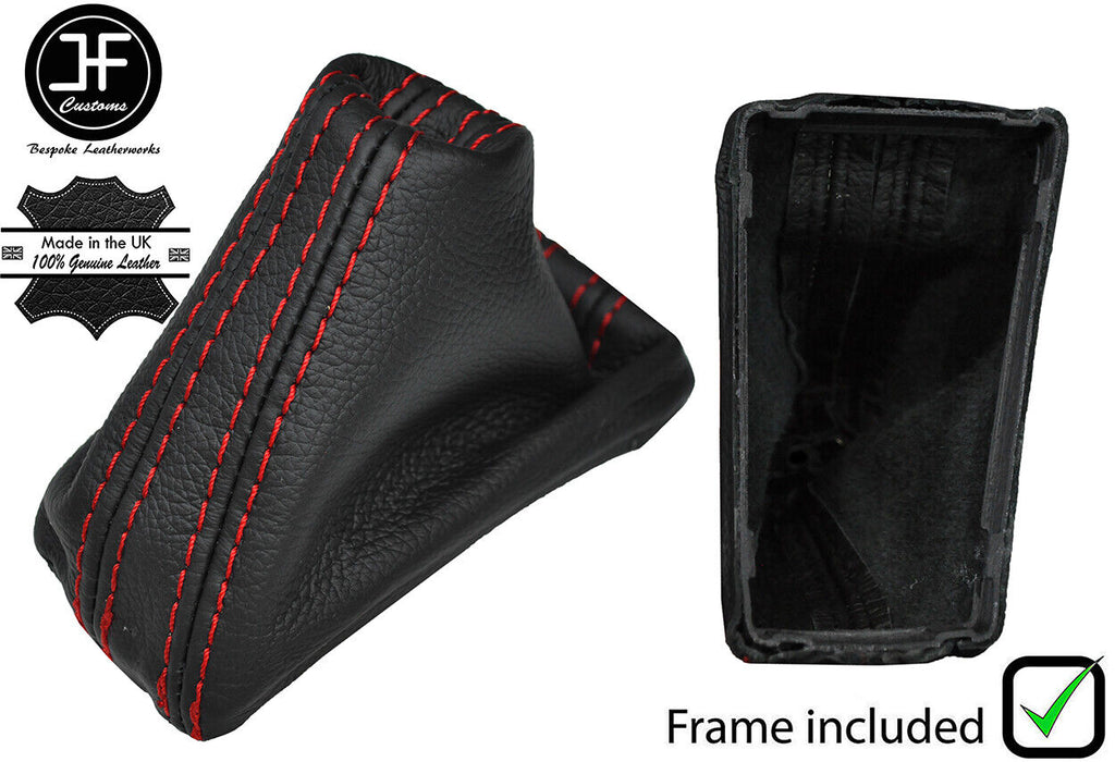 RED STITCH LEATHER GEAR GAITER+FRAME FOR SKODA OCTAVIA MK2 04-12 DSG AUTO
