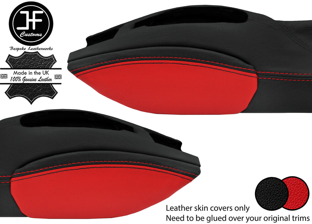 BLACK RED 2X KNEE PAD LEATHER COVERS FOR PORSCHE CARRERA 996 97-04 STYLE 2