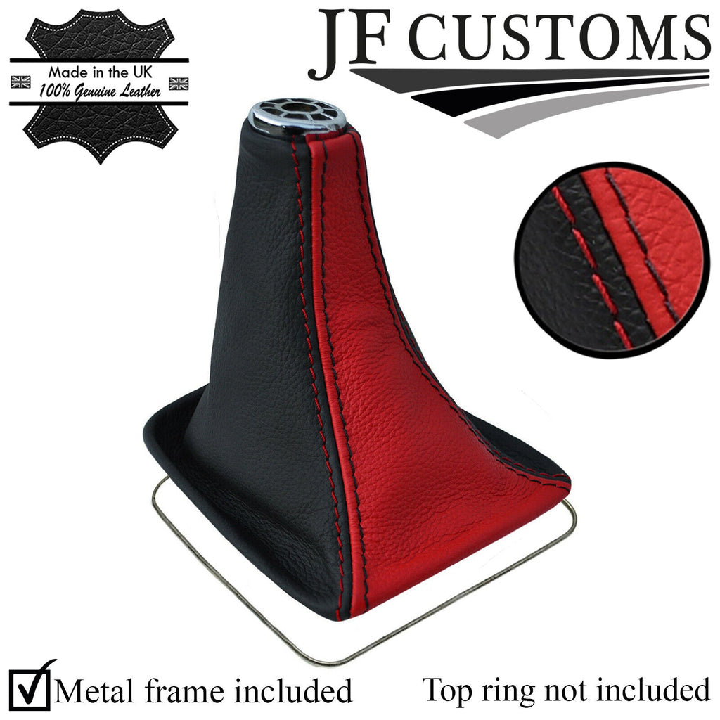 BLACK & RED TOP GRAIN REAL LEATHER GEAR GAITER FOR TOYOTA CELICA MK7 99-06