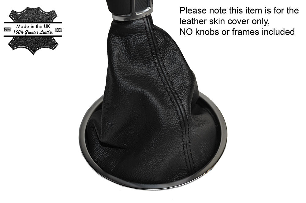 BLACK STITCHING MANUAL LEATHER SKIN GEAR GAITER FITS VW BEETLE 2012-2015