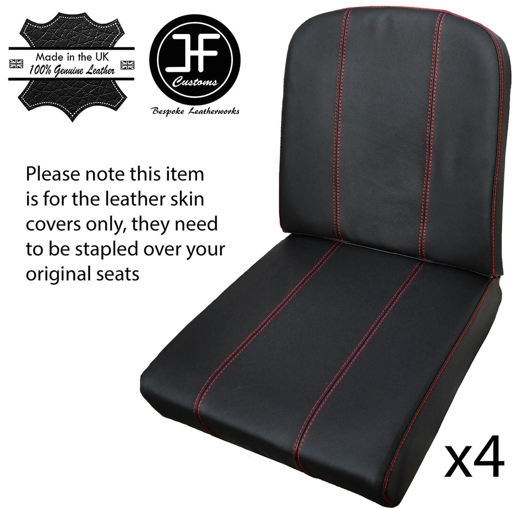 RED STITCH 4X REAR SEAT LEATHER COVERS FITS DEFENDER 90 110 83-2006 STYLE 1