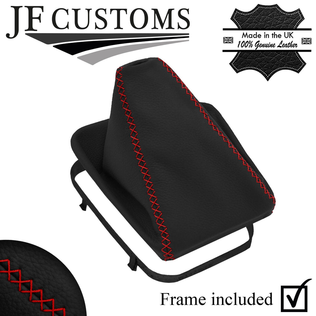 DARK RED LUX-STITCH LEATHER GEAR GAITER + PLASTIC FRAMES FOR BMW E36 91-98