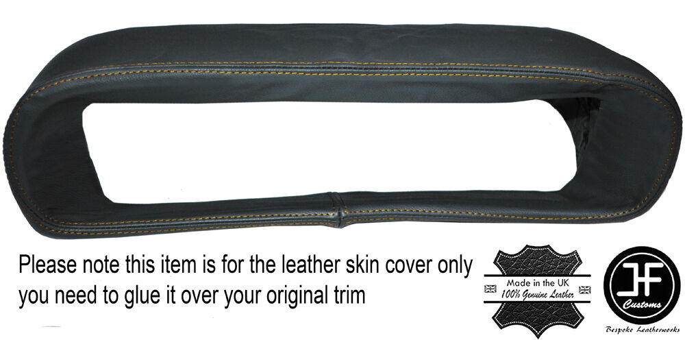 YELLOW STICH BINNACLE HOOD CLUSTER GREY LEATHER COVER FITS DELOREAN DMC-12 91-83