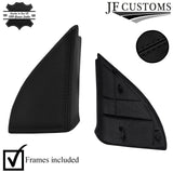 BLACK STITCH LEATHER 2X WING MIRROR DOOR TRIM COVER+FRAMES FOR VW GOLF MK3