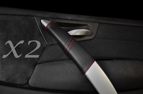RED STITCH FITS BMW X3 E83 04-10 2X REAR DOOR HANDLE LEATHER COVERS ONLY