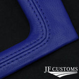 BLUE LEATHER COVERED MANUAL SHIFT SURROUND TRIM + FRAME FOR FORD MUSTANG 87-93