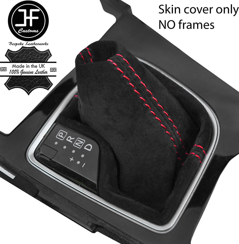 RED STITCH REAL SUEDE AUTO AUTOMATIC GEAR GAITER FOR INFINITI Q50 2013-2017