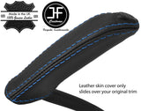 BLUE STITCH TOP GRAIN LEATHER HANDBRAKE HANDLE COVER FOR FORD KUGA 2008-2016