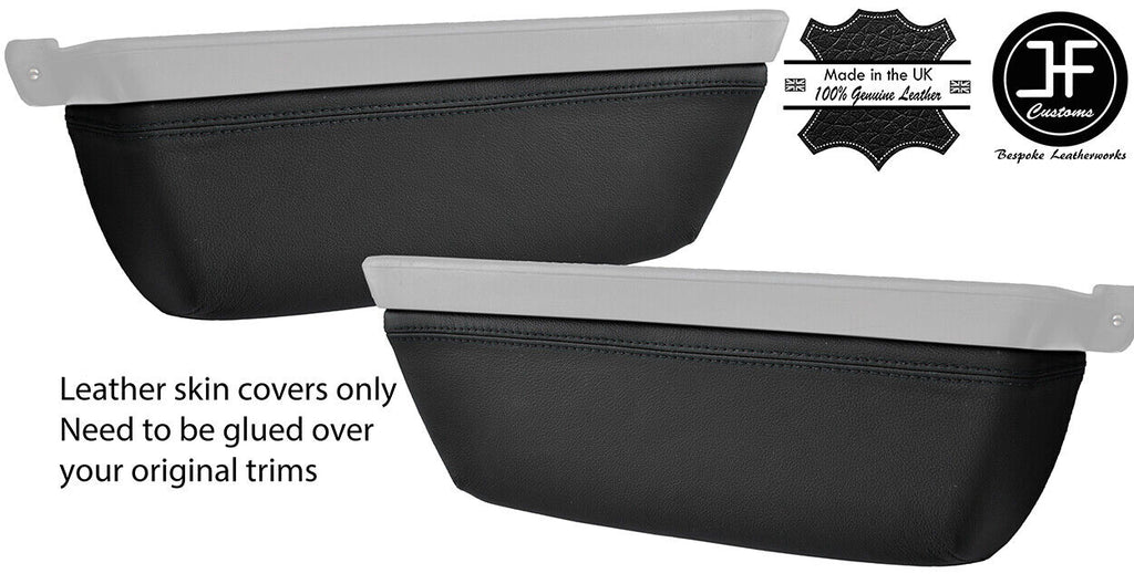 BLACK STITCH 2X DOOR POCKET TRIM REAL LEATHER COVERS FITS PORSCHE 914 1969-1976