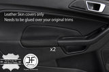 BLACK & BLACK LEATHER 2X DOOR ARMREST COVERS FITS FORD FIESTA MK9 13-16 3 DOOR