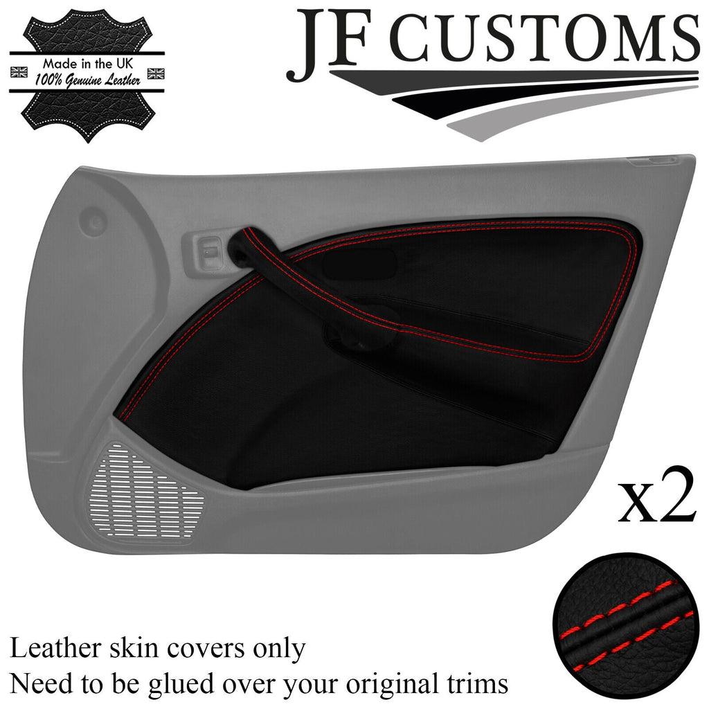 RED STITCH LEATHER 2X FRONT DOOR CARD + HANDLE COVER FOR ROVER 45 99-05 JF1