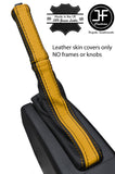 BLACK & YELLOW REAL LEATHER HANDBRAKE GAITER + HANDLE COVER FOR FIAT BARCHETTA