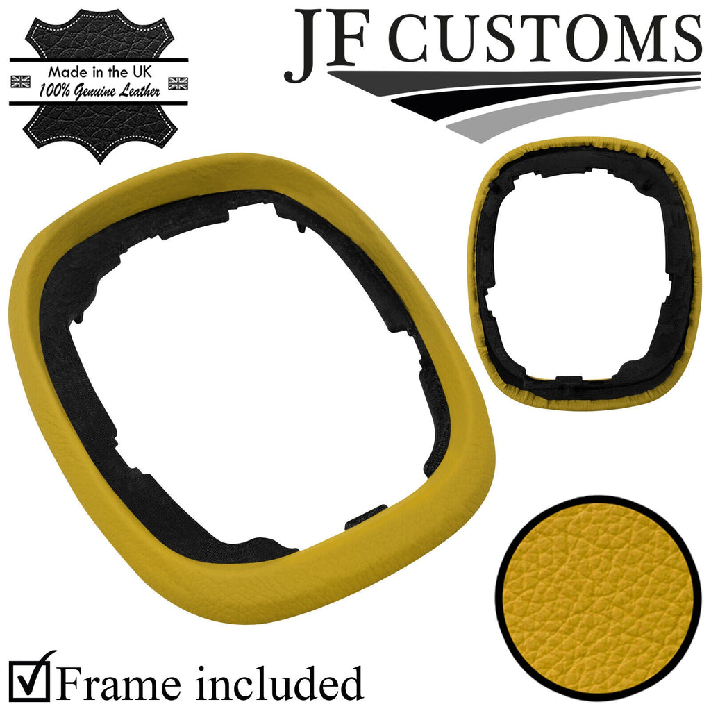 YELLOW ITALIAN LEATHER GEAR SURROUND COVER+FRAME FITS FIAT 500 L 13-16