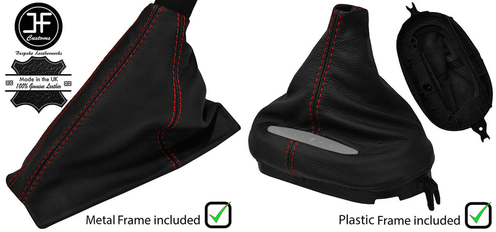 RED STITCH LEATHER AUTO GAITER SET + PLASTIC FRAME FOR CORVETTE C5 1997-2004