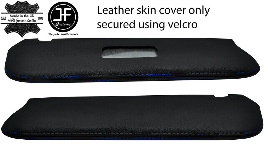 BLUE STITCH 2X SUN VISORS REAL LEATHER COVERS FOR MERCEDES SL C107 R107 71-89