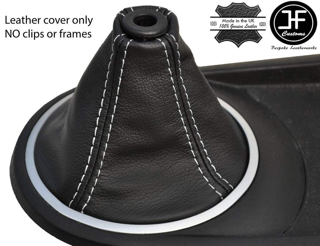 WHITE STITCH FITS HYUNDAI TIBURON COUPE 2002-2008 GEAR GAITER REAL LEATHER