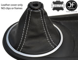 WHITE STITCH FITS HYUNDAI TIBURON COUPE 2002-2008 GEAR GAITER REAL LEATHER