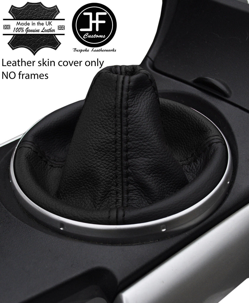 BLACK & BLACK TOP GRAIN REAL LEATHER GEAR GAITER COVER FITS MAZDA RX8 03-12