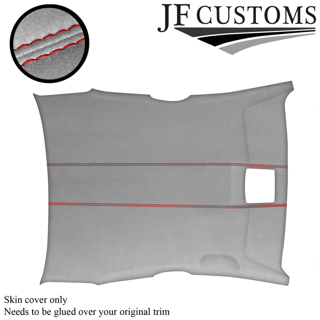 RED STITCH L GREY LUXE- SUEDE ROOF HEADLINER COVER FOR MAZDA RX8 2002-2012