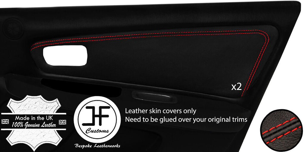 RED STITCH 2X FRONT DOOR CARD TRIM LEATHER COVER FOR TOYOTA JZX 100 CHASER