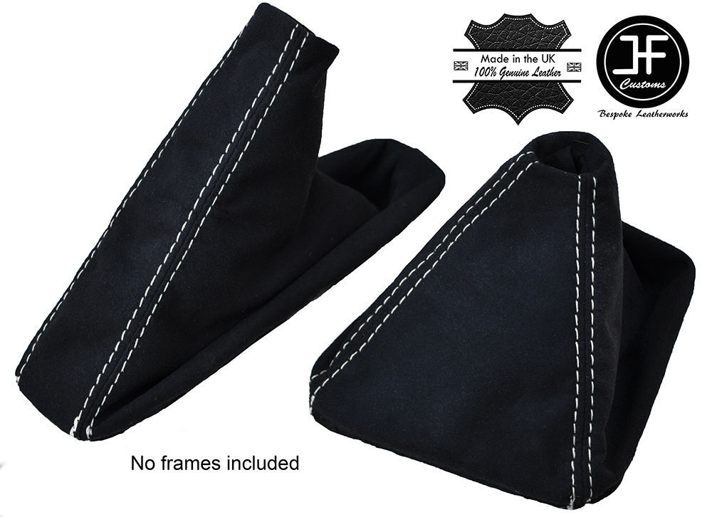 WHITE STITCH PU SUEDE GEAR & HANDBRAKE GAITER FITS BMW E81 E82 E87 E88 05-12