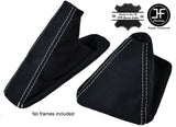 WHITE STITCH PU SUEDE GEAR & HANDBRAKE GAITER FITS BMW E81 E82 E87 E88 05-12