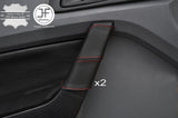 RED STITCH 2X FRONT DOOR HANDLE LEATHER COVERS FITS FORD RANGER 2012-2016