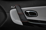 RED STITCH 2X FRONT DOOR HANDLE LEATHER SKIN COVERS FITS KIA CEED 2012-2014