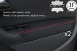RED STITCH 2X FRONT DOOR ARMREST LEATHER COVERS FITS VW POLO MK8 09-16 5 DOOR