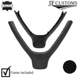 BLACK LEATHER STEERING WHEEL LOWER TRIM COVER+FRAME FOR PORSCHE 911 997 987