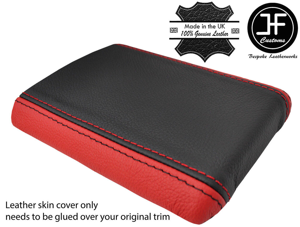 BLACK & RED TOP GRAIN LEATHER ARMREST COVER FITS SUBARU IMPREZA WRX STI 01-04