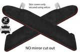 RED STITCH 2X SUN VISOR SUEDE COVERS FOR VW T5 TRANSPORTER NO MIRROR CUTOUT