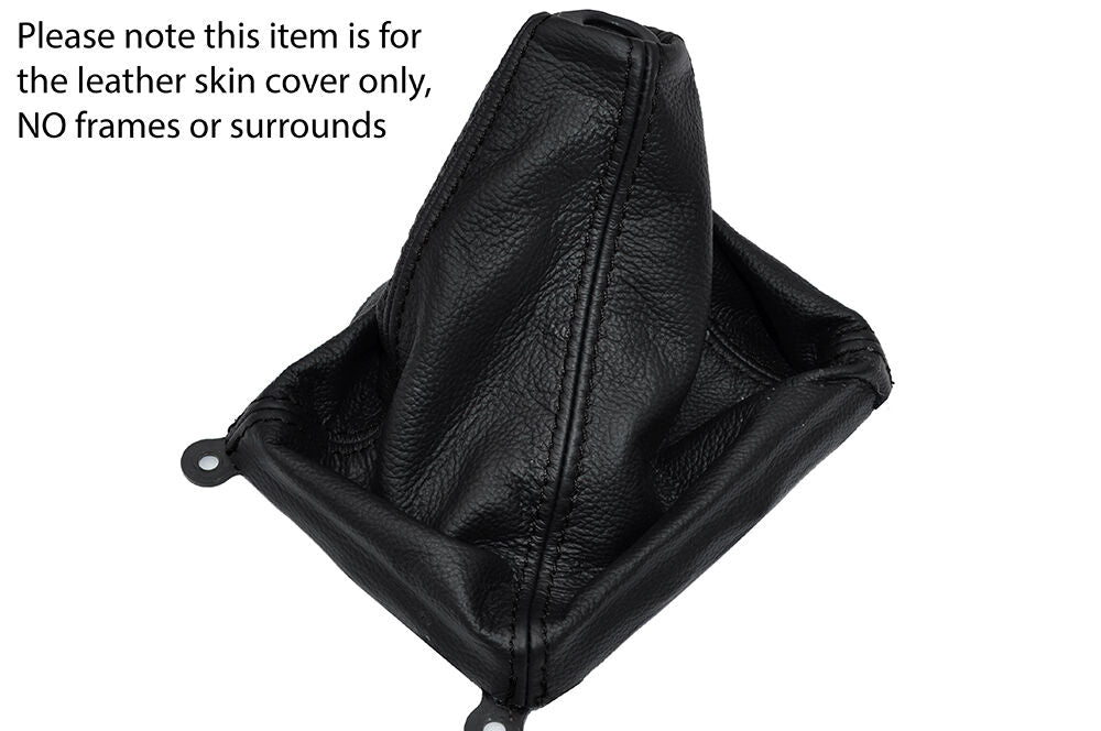 BLACK STITCHING LEATHER SKIN GEAR GAITER FITS HYUNDAI ATOS CUSTOM NEW MADE IN UK